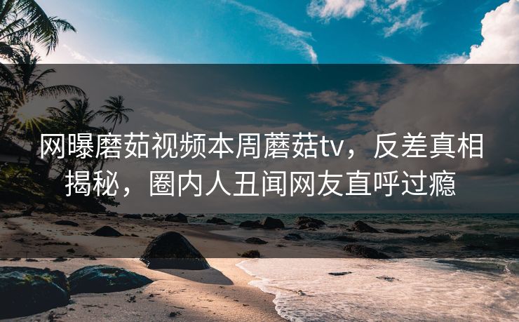 网曝磨茹视频本周蘑菇tv，反差真相揭秘，圈内人丑闻网友直呼过瘾