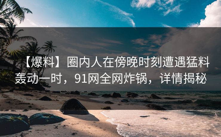 【爆料】圈内人在傍晚时刻遭遇猛料轰动一时，91网全网炸锅，详情揭秘