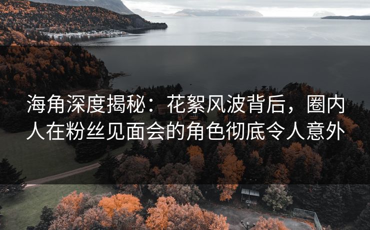 海角深度揭秘：花絮风波背后，圈内人在粉丝见面会的角色彻底令人意外
