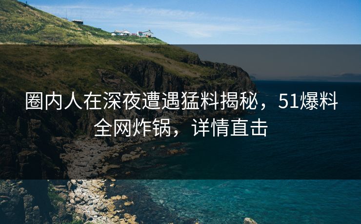 圈内人在深夜遭遇猛料揭秘，51爆料全网炸锅，详情直击