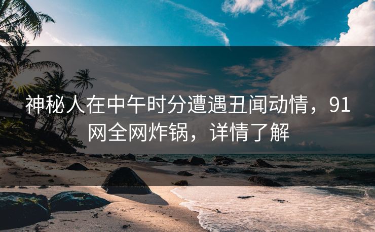 神秘人在中午时分遭遇丑闻动情，91网全网炸锅，详情了解
